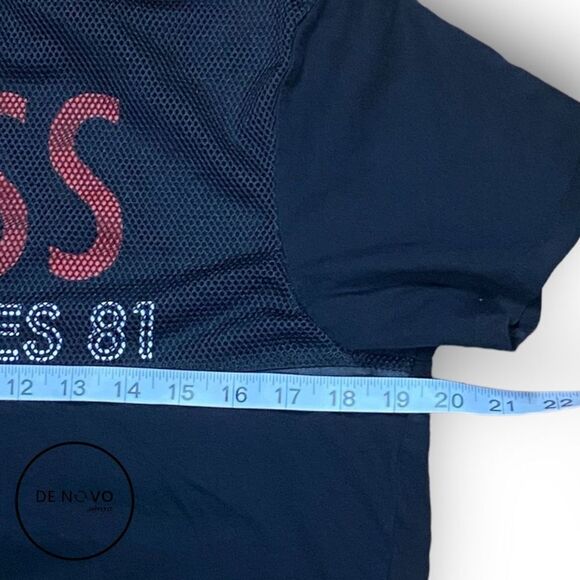 GUESS LOS Angeles Men's Fishnet & Cotton T-Shirt Size Large Black - Picture 2 of 7